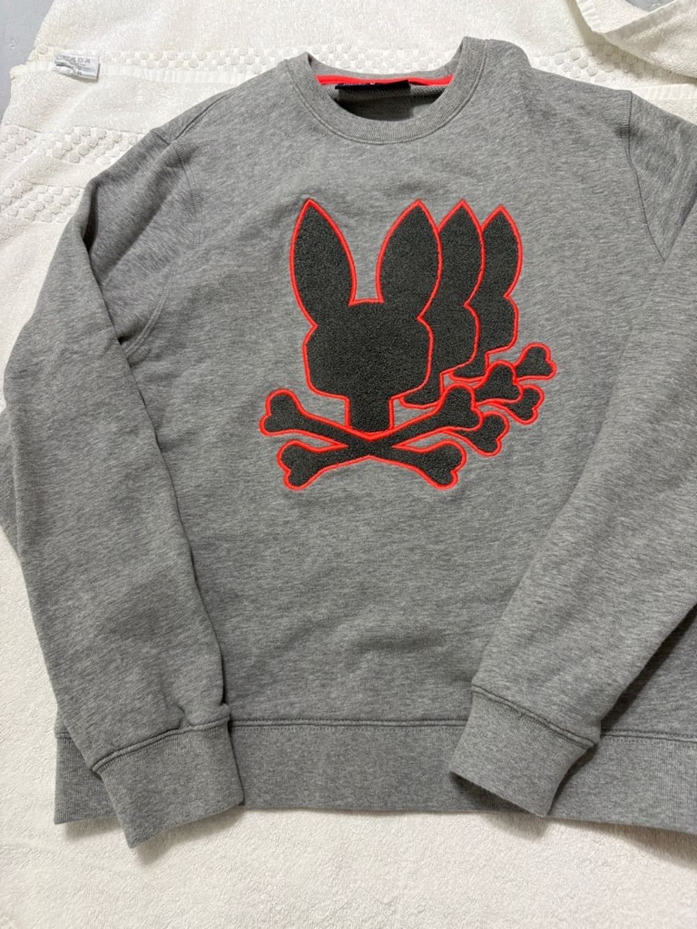 Psycho Bunny Gray Crewneck Sweatshirt with Black and orange Logo